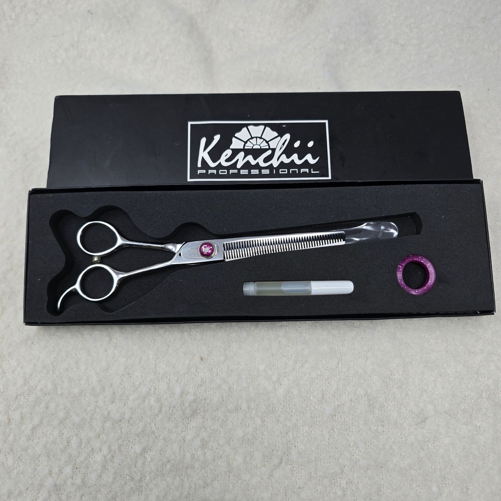 Kenchii Scorpion 46T Thinning Shears Professional Silver Purple Gem 46-Tooth